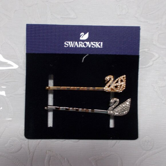 Swarovski silver and rose gold swan bobby pins 5369577 - Picture 7 of 7